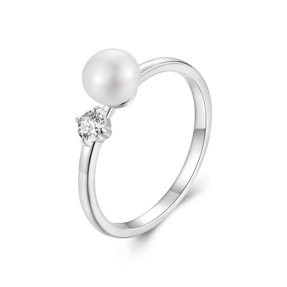 Natural Pearl Moissanite Ring