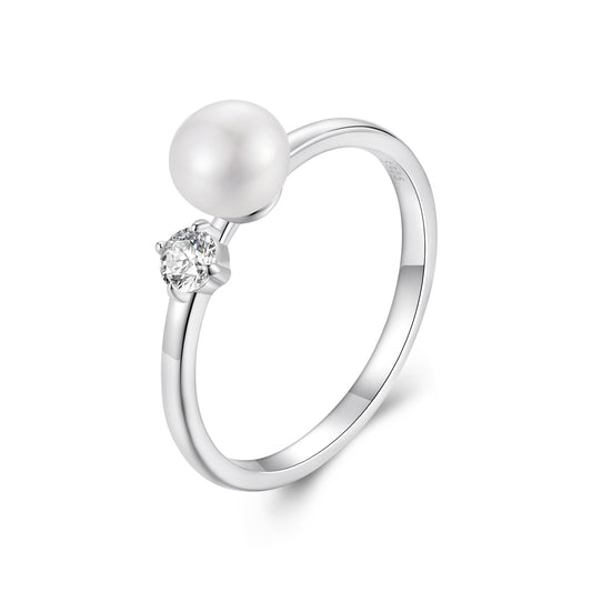 Natural Pearl Moissanite Ring