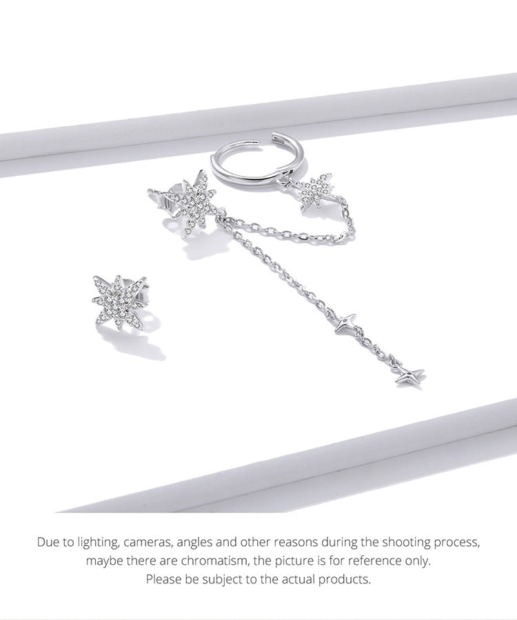 Gleaming Star Burst Hoop Earrings
