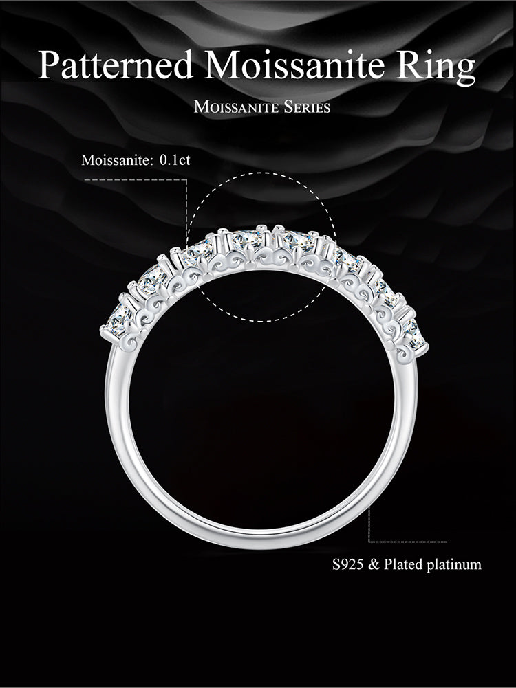 Patterned Moissanite Ring