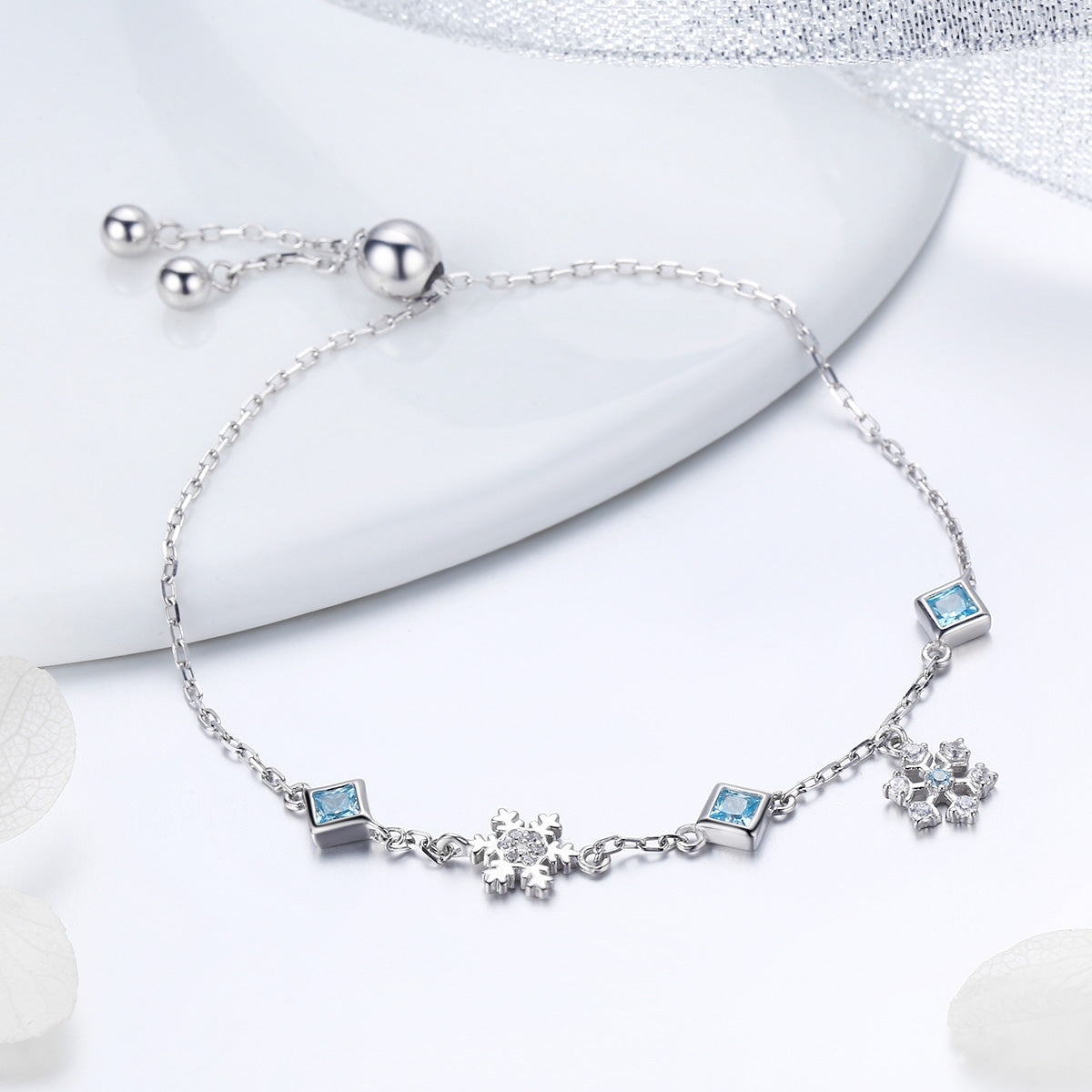 Snowflake Dance Bracelet, 925 Sterling Silver Bracelet for Women