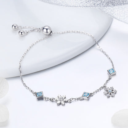 Snowflake Dance Bracelet, 925 Sterling Silver Bracelet for Women