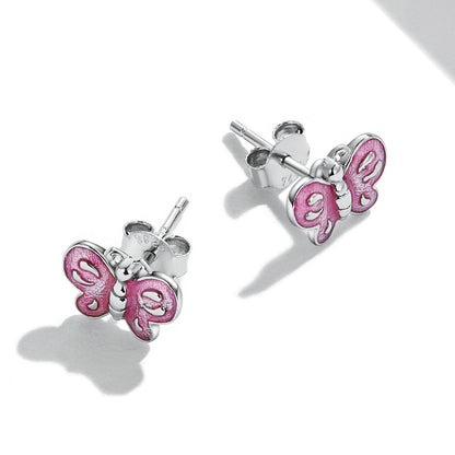 Pink Butterfly Stud Earrings
