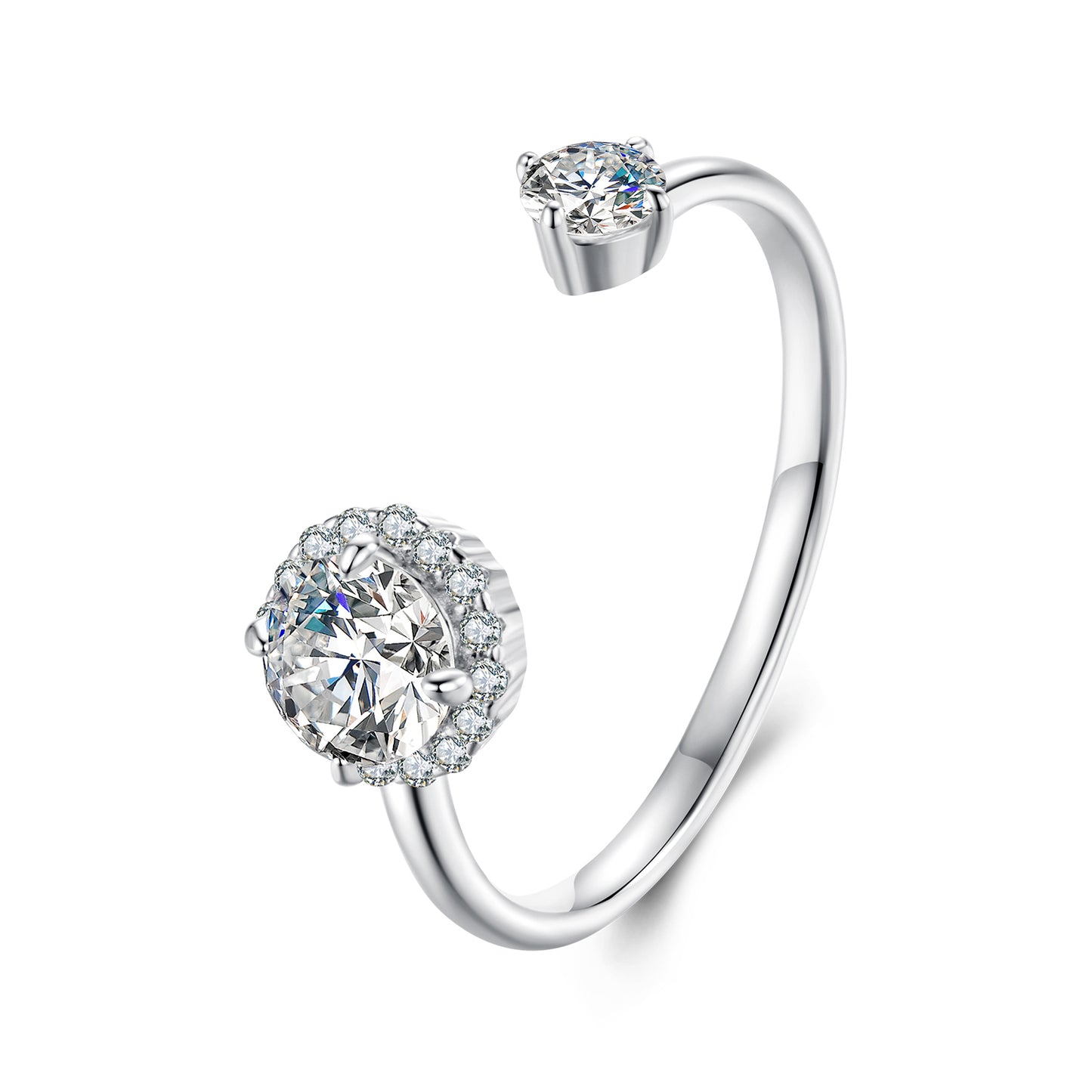 Sparkling Moissanite Adjustable Ring