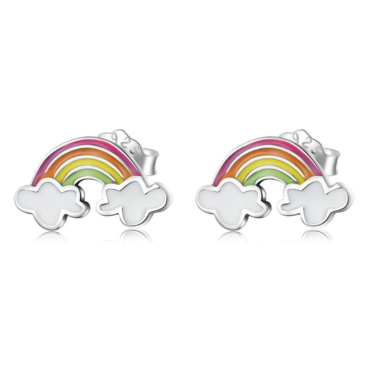 Rainbow Cloud Stud Earrings
