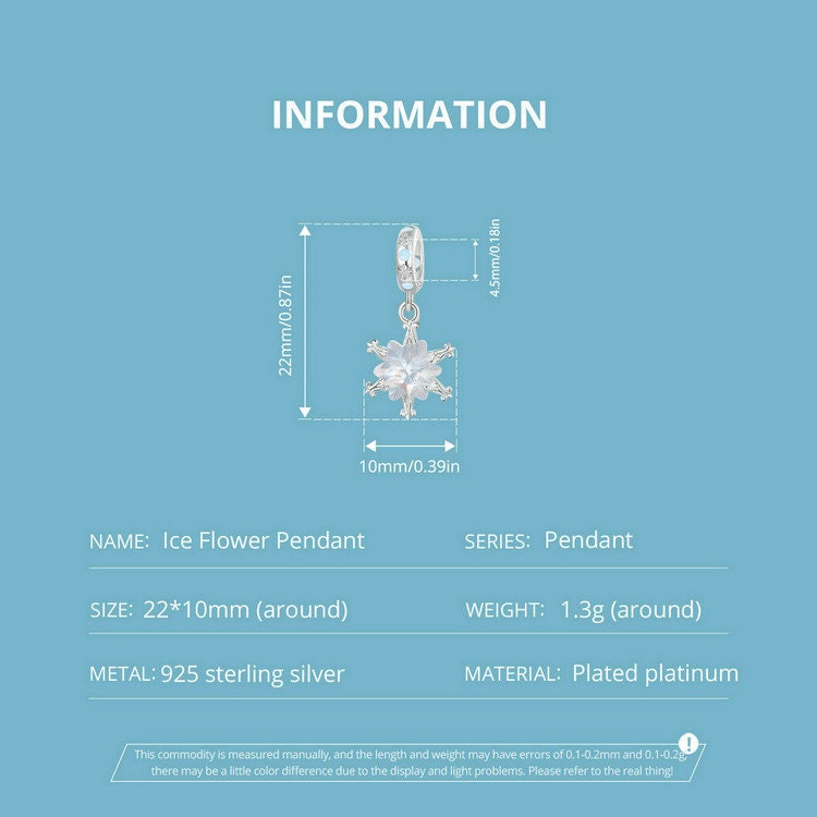 Ice Flower Pendant Charm