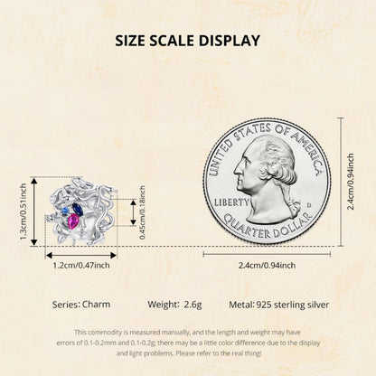 Medusa Charm, Genuine 925 Sterling Silver Charm