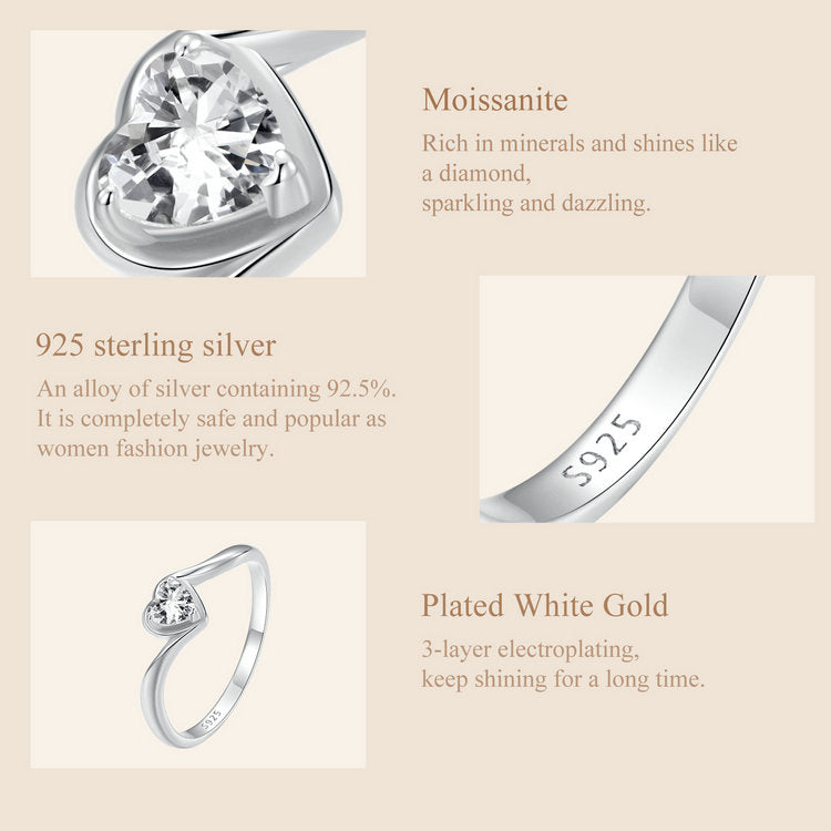 Delicate Heart Moissanite Ring