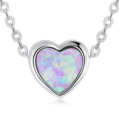 Opal Heart Pendant Necklace