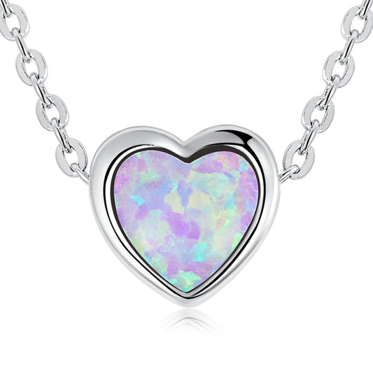 Opal Heart Pendant Necklace