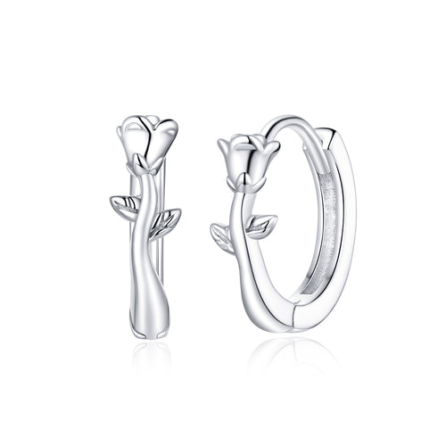 Elegant Rose Hoop Earrings
