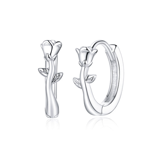 Elegant Rose Hoop Earrings