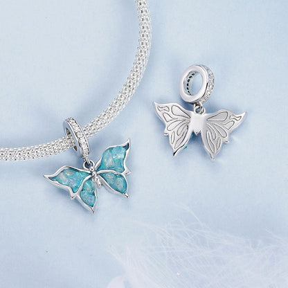 Blue Sparkling Butterfly Pendant Charm