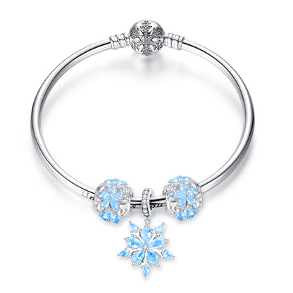 Frosted Crystal Snowflake Bangle
