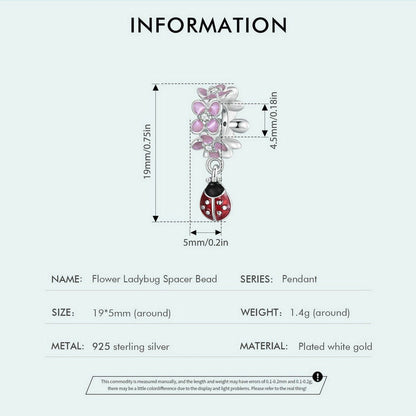 Flower Ladybug Spacer Bead Charm