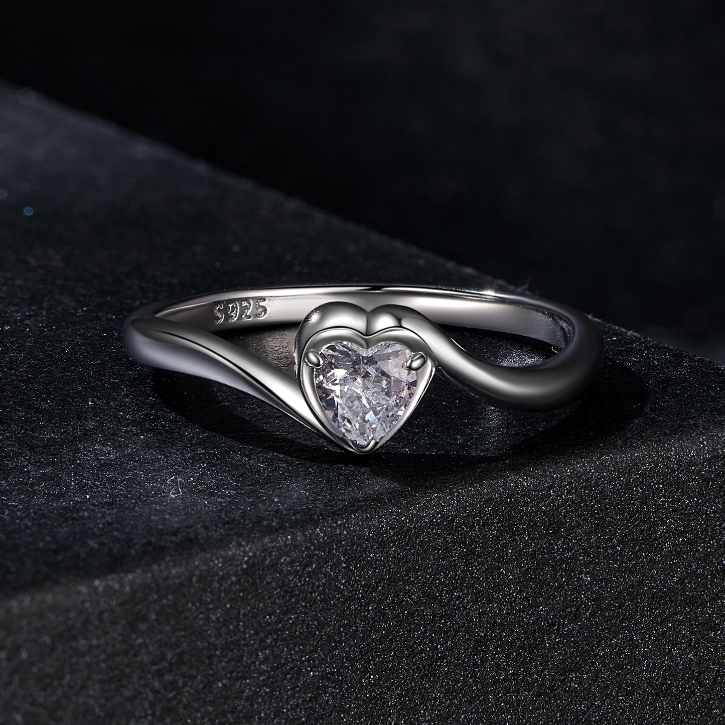 Delicate Heart Moissanite Ring