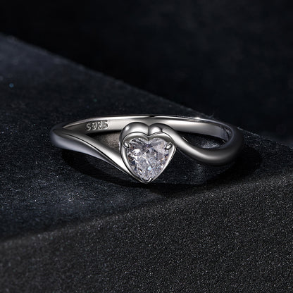 Delicate Heart Moissanite Ring