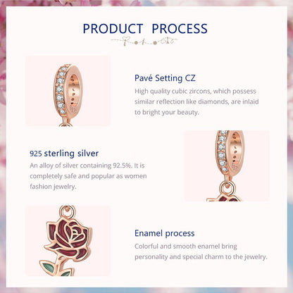 Red Rose Hanging Bead Charm