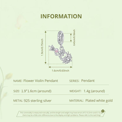 Flower Violin Pendant Charm