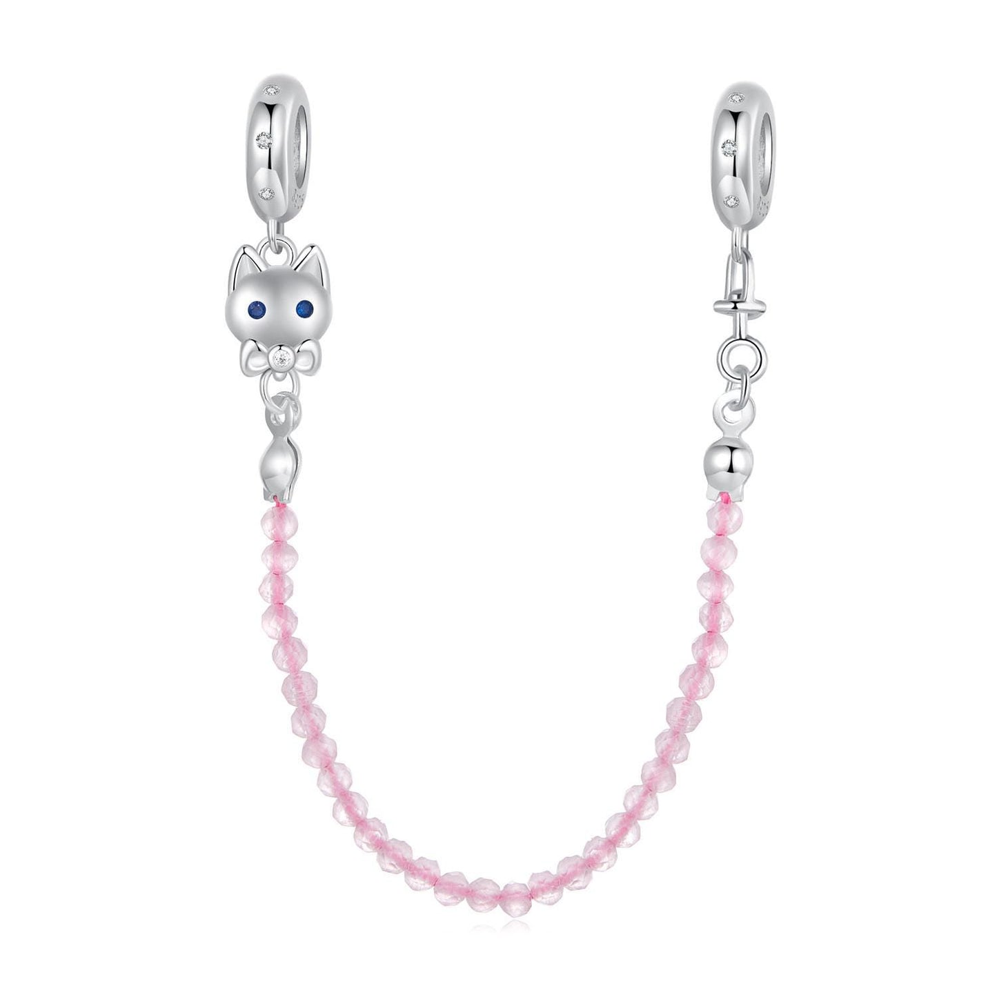 Pink Cat's Eye Safety Chain Charm