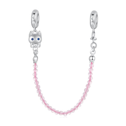 Pink Cat's Eye Safety Chain Charm