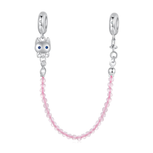 Pink Cat's Eye Safety Chain Charm