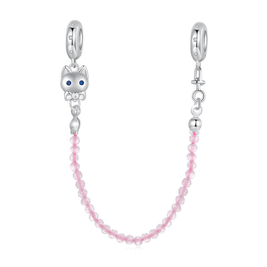 Pink Cat's Eye Safety Chain Charm