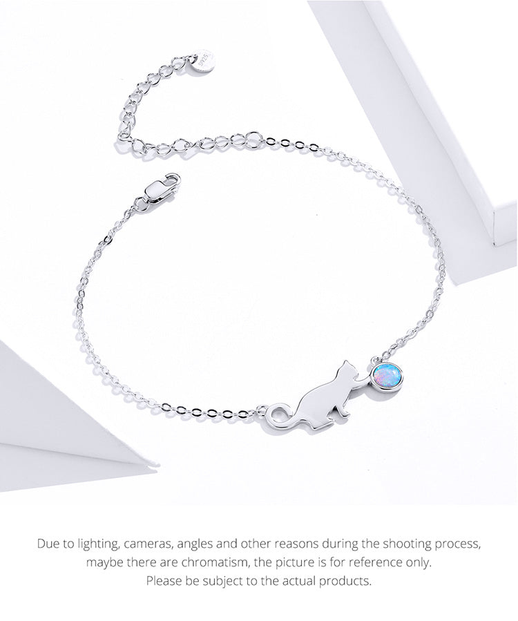 Cat Opal Charm Bracelet