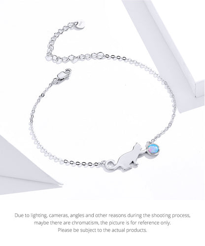 Cat Opal Charm Bracelet
