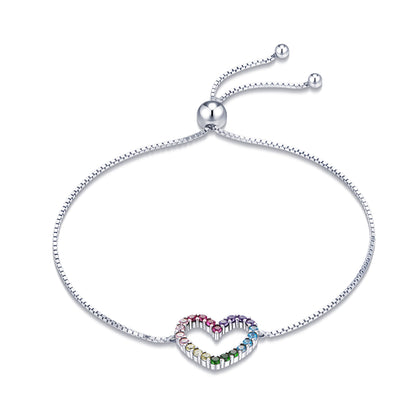 Rainbow Heart Charm Bracelet