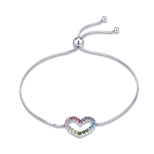 Rainbow Heart Charm Bracelet