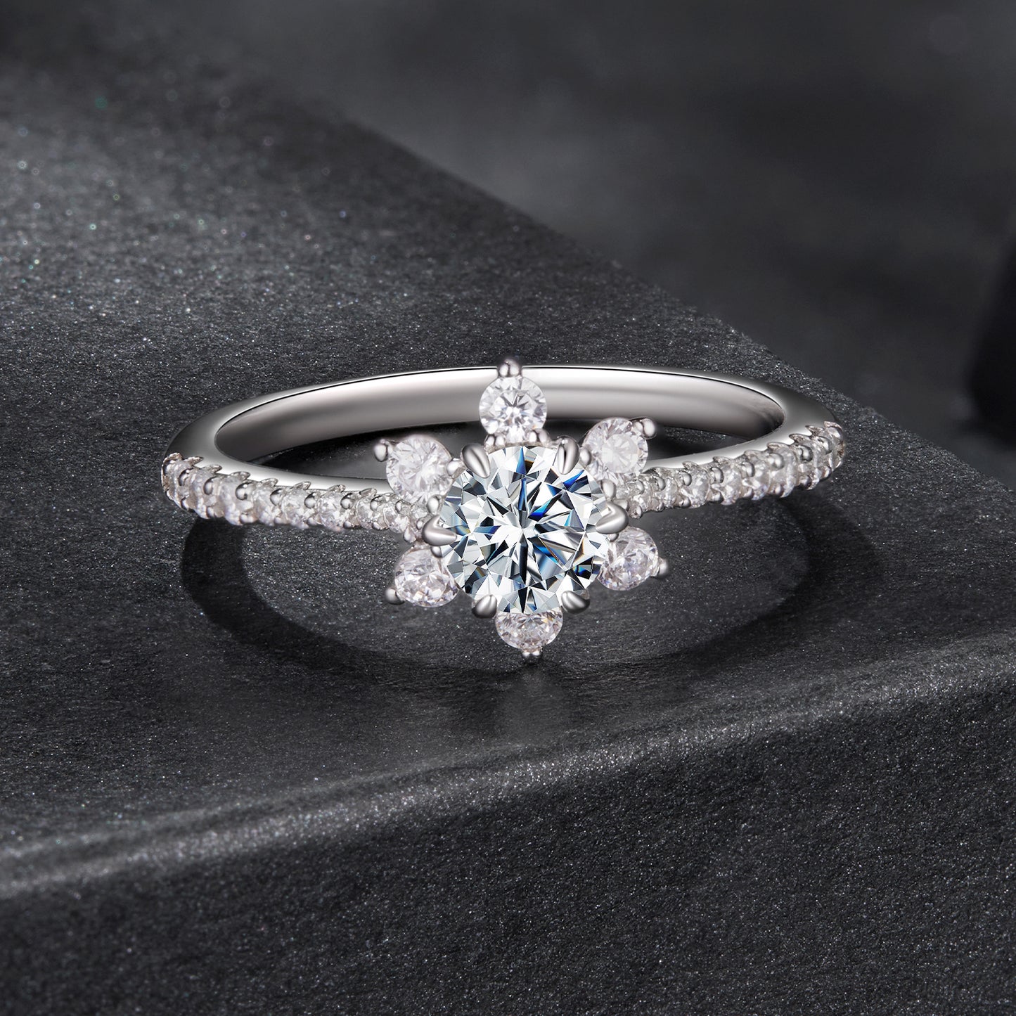 Sparkling Moissanite Wedding Ring