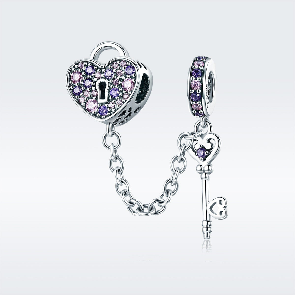 The Key of Heart Safety Chain Charm