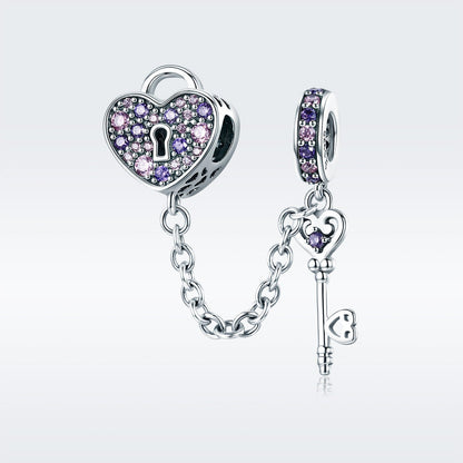 The Key of Heart Safety Chain Charm
