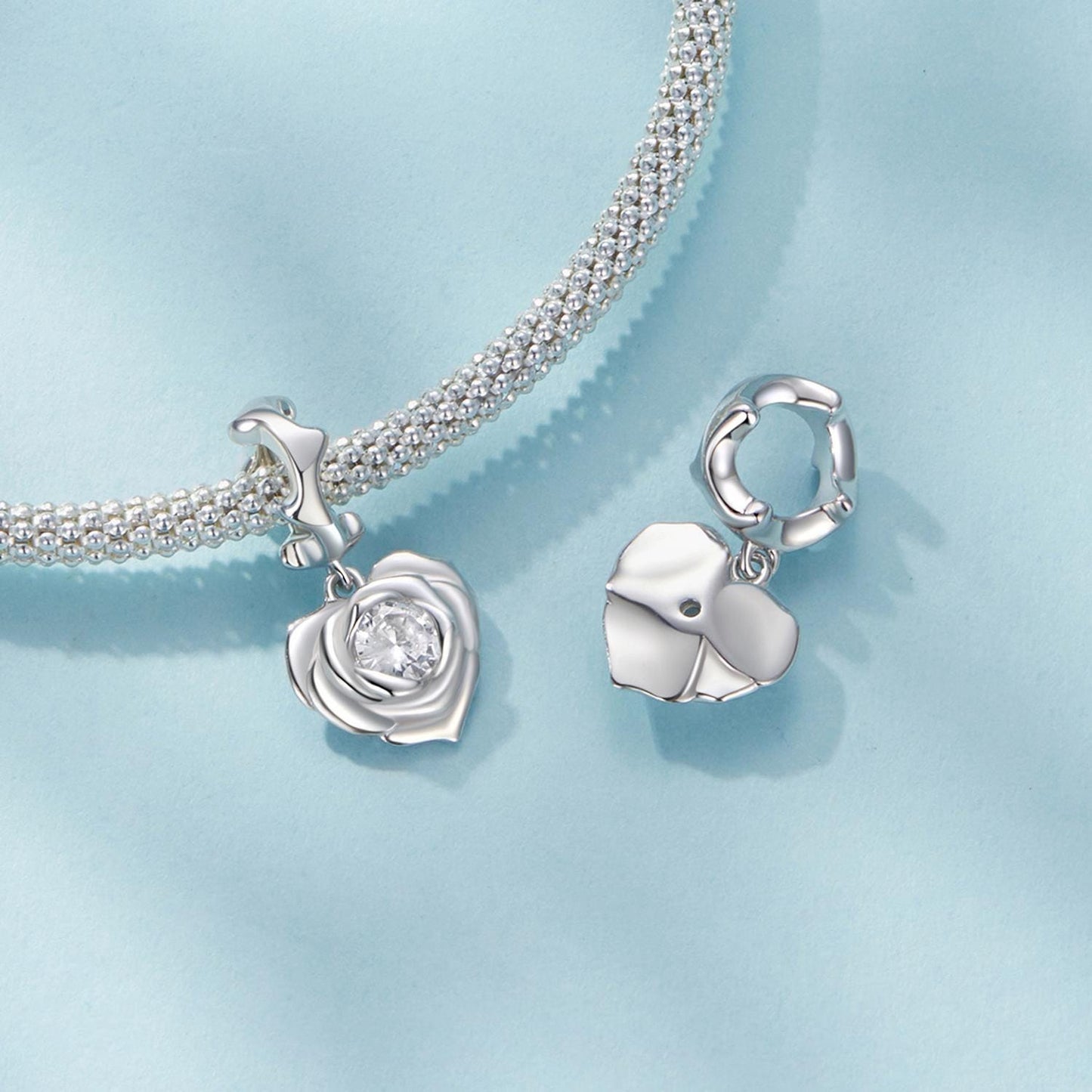 Rose Heart Pendant Charm