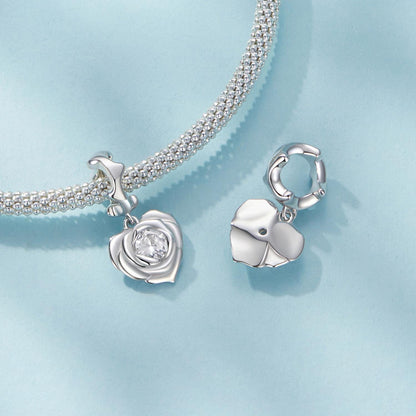 Rose Heart Pendant Charm