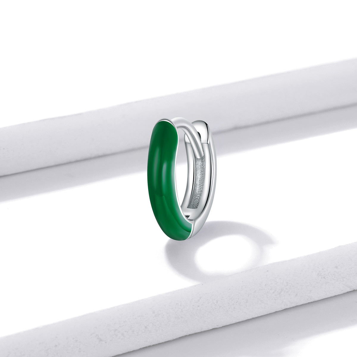 Dual-Tone Clip-On Earrings-Green