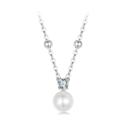 Pearl Moissanite Collarbone Necklace