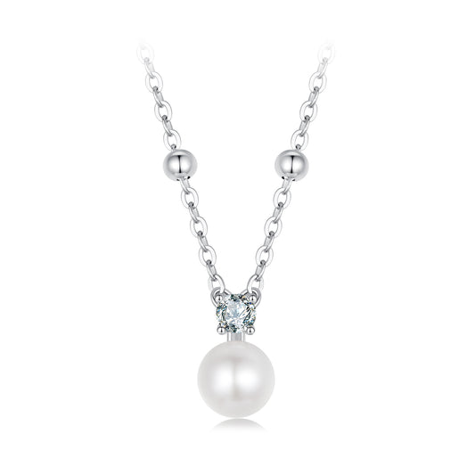 Pearl Moissanite Collarbone Necklace