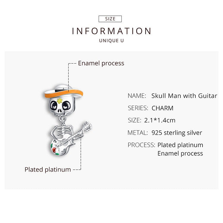 Halloween Theme Guitar Skull Charm