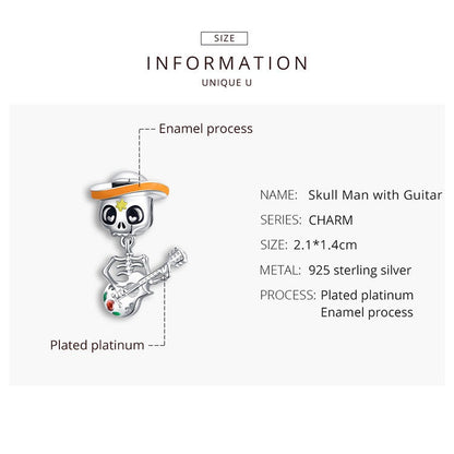 Halloween Theme Guitar Skull Charm