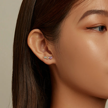 Multicolor Heart Stud Earrings