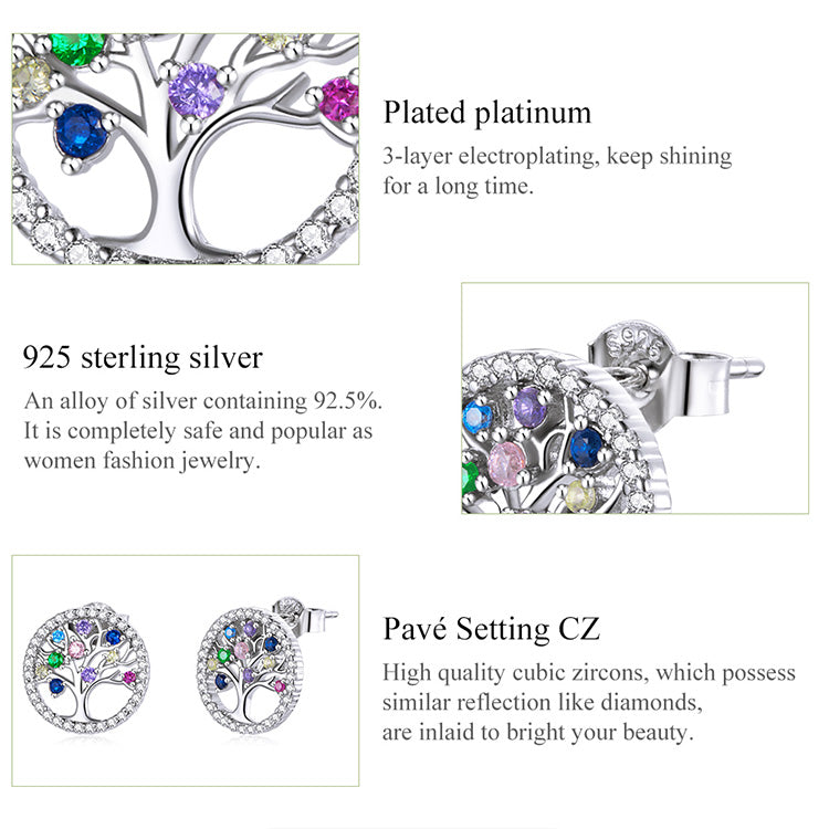 Rainbow Tree Stud Earrings