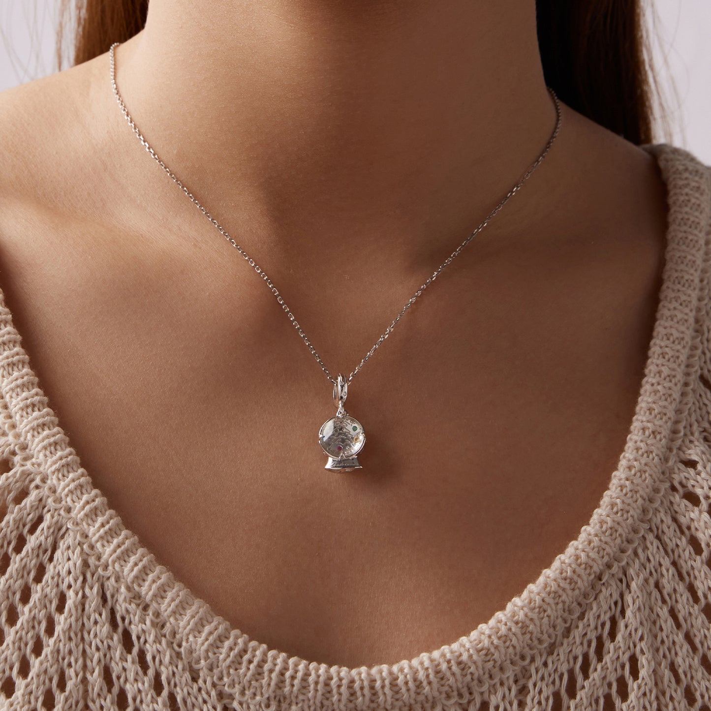 Christmas Crystal Ball Pendant  Charm