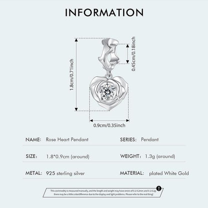 Rose Heart Pendant Charm