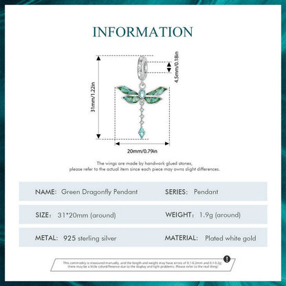 Green Dragonfly Pendant Charm