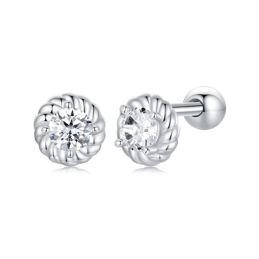 Spiral Ball Moissanite Studs (Round)