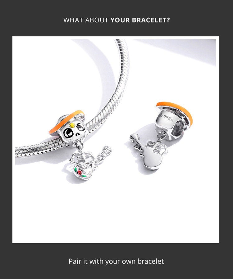 Halloween Theme Guitar Skull Charm