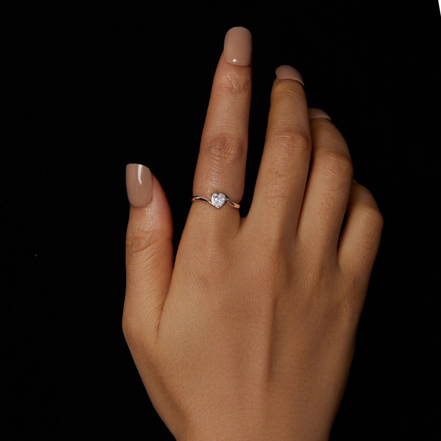 Delicate Heart Moissanite Ring
