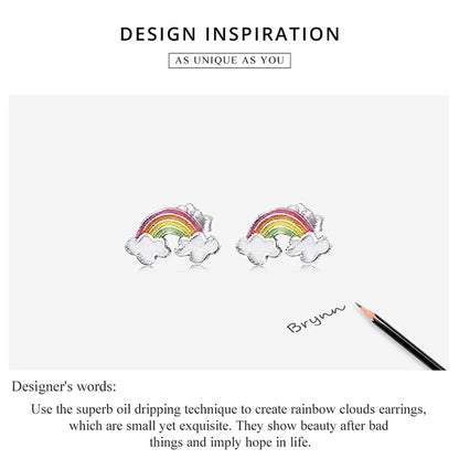 Rainbow Cloud Stud Earrings